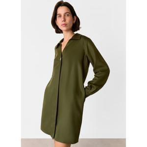 Whistles Khaki Collared Button Short Dress